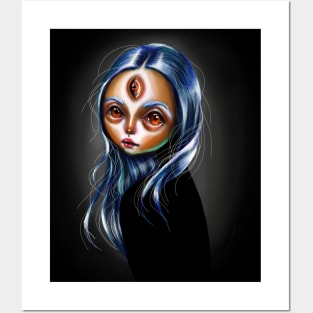 Blue Haired Girl Pop Surrealism Illustration Study Posters and Art